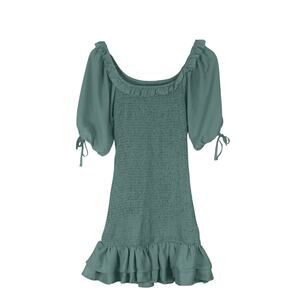 A Love Like You Dress Womens S Green Smocked Puff Sleeve Ruffle Cottagecore